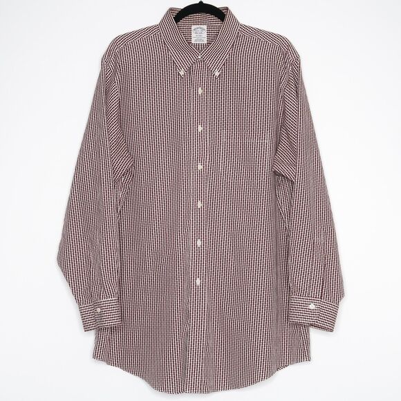 Brooks Brothers Mens Regent Button Down Shirt Size XL 17 1/2 Red‎ Supima Cotton - Picture 1 of 7